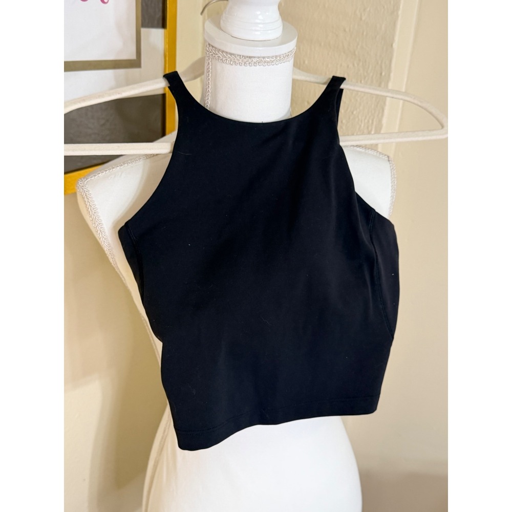 Lululemon Key to Balance Tank Top Black High Neck Twist Back Yoga Crop Size 4